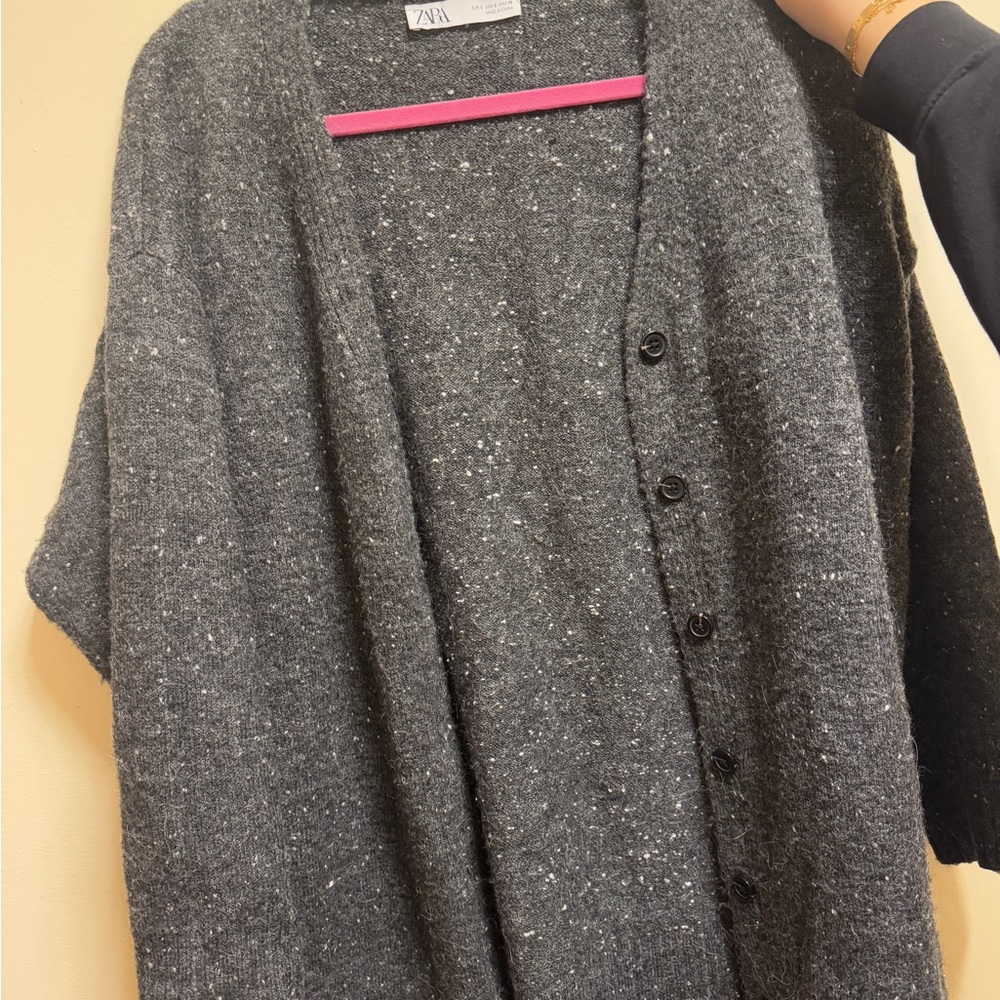 Zara Gray Open-Front Cardigan Sweater